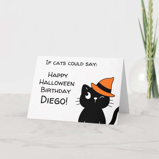Halloween Birthday Funny Sarcastic Cute Black Cat Card (Front)