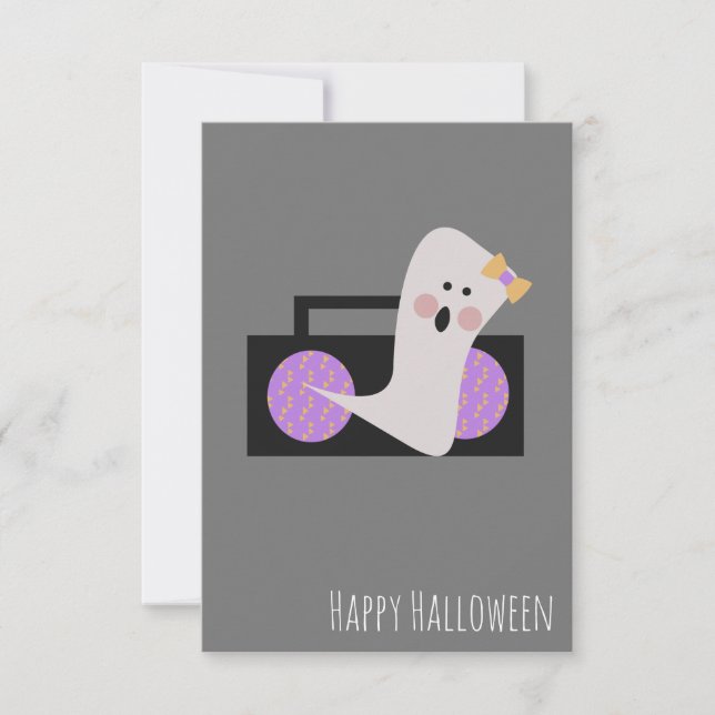 Halloween Birthday Ghost Radio Music Lovers Card (Front)