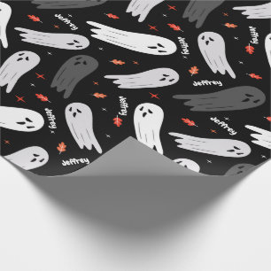 Halloween Birthday Ghosts Add Name Customise Wrapping Paper