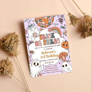 Halloween Birthday Ghouls Three Birthday Party  Invitation