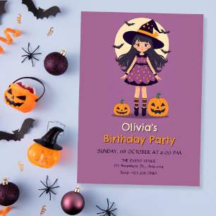 Halloween birthday girl  invitation