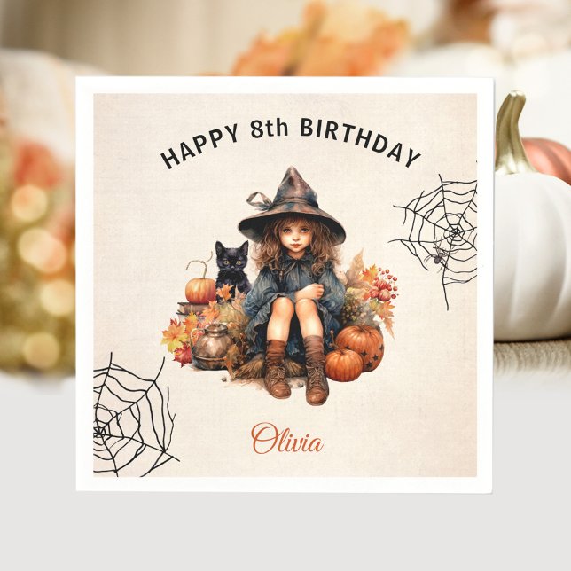 Halloween Birthday Girl Little Witch Paper Napkins (Halloween Birthday Girl Little Witch Paper Napkins)