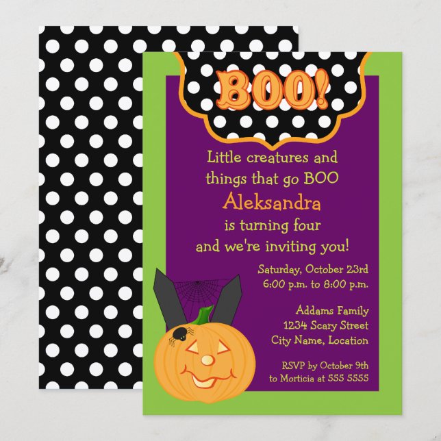 Halloween Birthday Invitation (Front/Back)