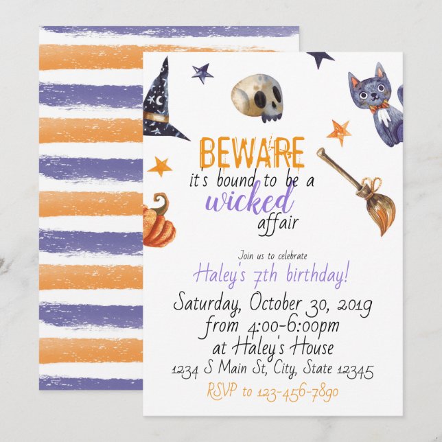 Halloween Birthday Invitation (Front/Back)