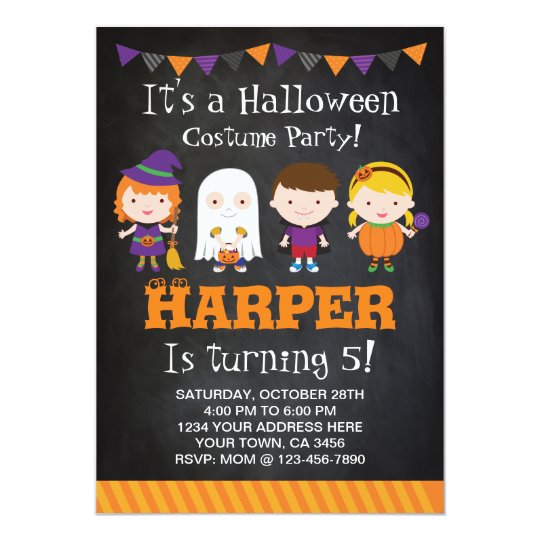 Halloween birthday Invitation, Costume party Card