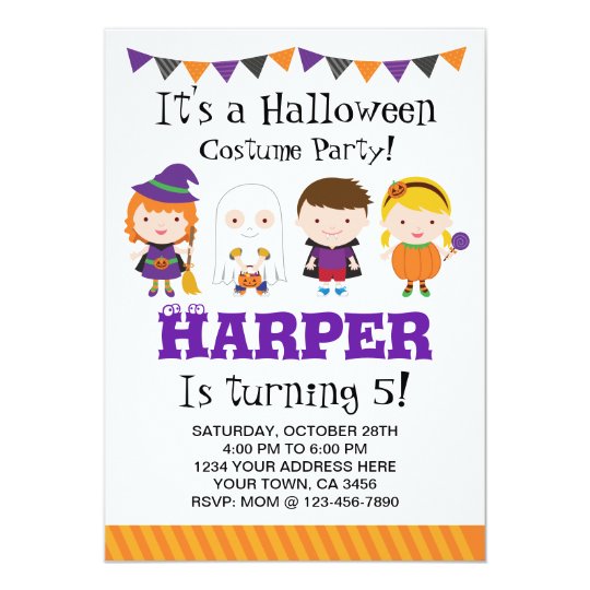 Halloween birthday Invitation, Costume party Card