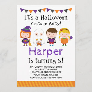 Halloween birthday Invitation, Costume party Invitation
