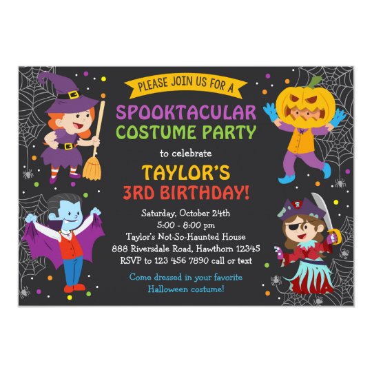 halloween birthday invitation costume party kids invitation