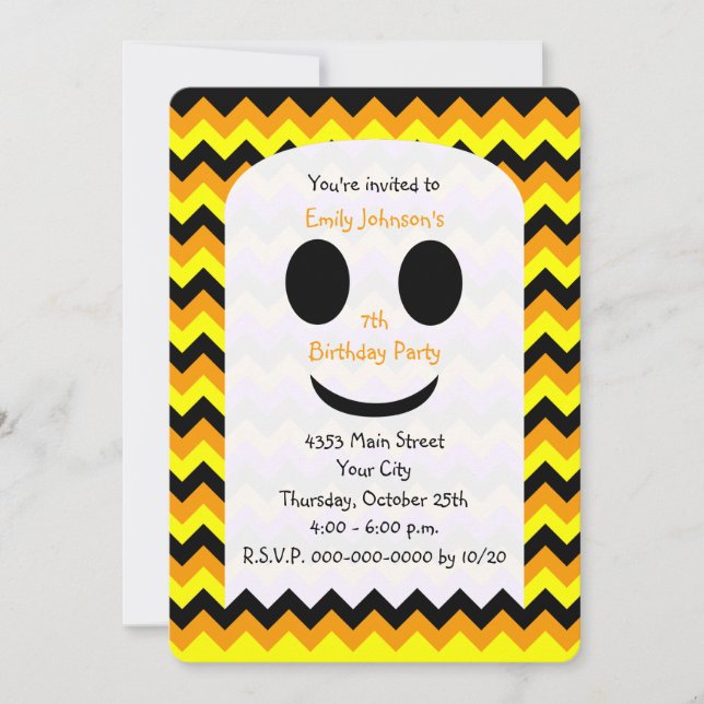 Halloween Birthday Invitation Ghost (Front)