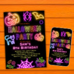Halloween Birthday Invitation Kids Neon Party<br><div class="desc">Halloween Birthday Invitation Kids Neon Halloween Party for you to customise.</div>