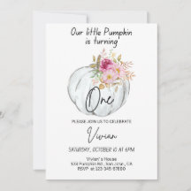 Halloween Birthday Invitation Pumpkin Invite B-day