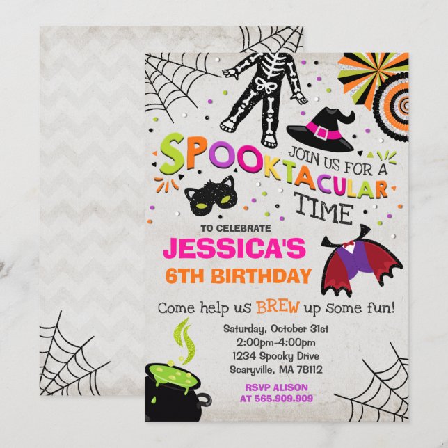 Halloween Birthday Invitation Spooktacular Party (Front/Back)