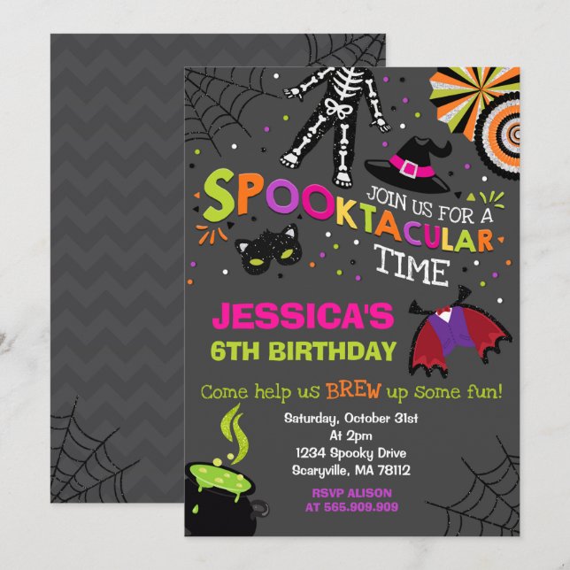 Halloween Birthday Invitation Spooktacular Party (Front/Back)