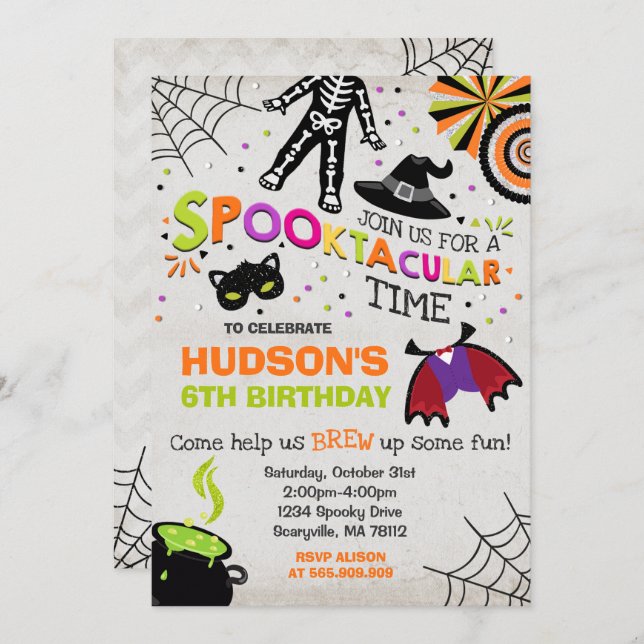 Halloween Birthday Invitation Spooktacular Party (Front/Back)