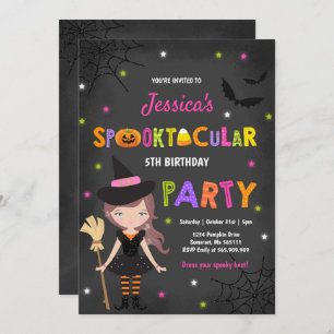Halloween Birthday Invite Witch Halloween Party