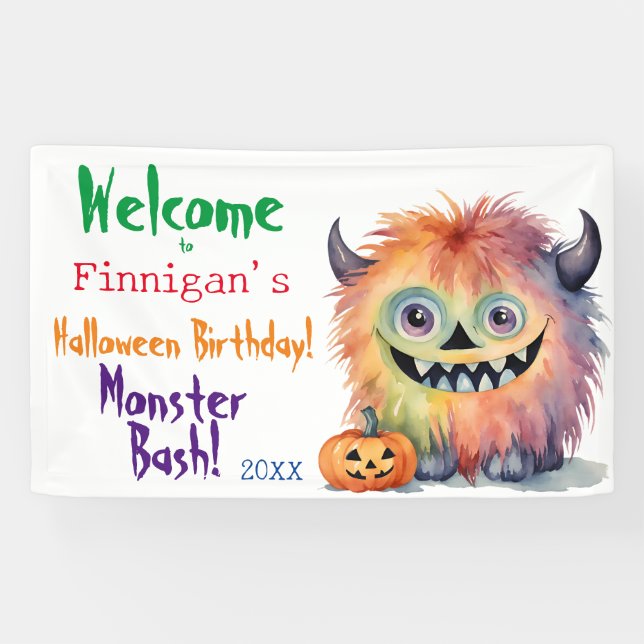 Halloween Birthday Monster Bash  Banner (Horizontal)
