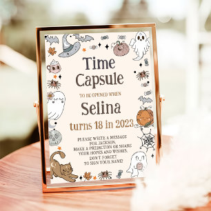 Halloween Birthday Party Cute Time Capsule Sign