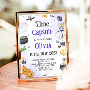 Halloween Birthday Party Cute Time Capsule Sign