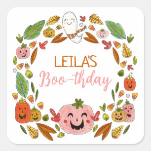 Halloween Birthday Party Favour Square Sticker