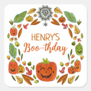 Halloween Birthday Party Favour Square Sticker