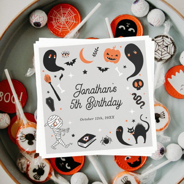 Halloween Birthday Party For Boys Napkin (Creator Uploaded)