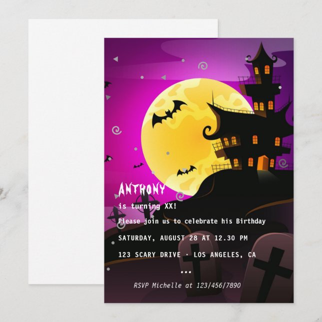 Halloween Birthday Party Invitation (Front/Back)