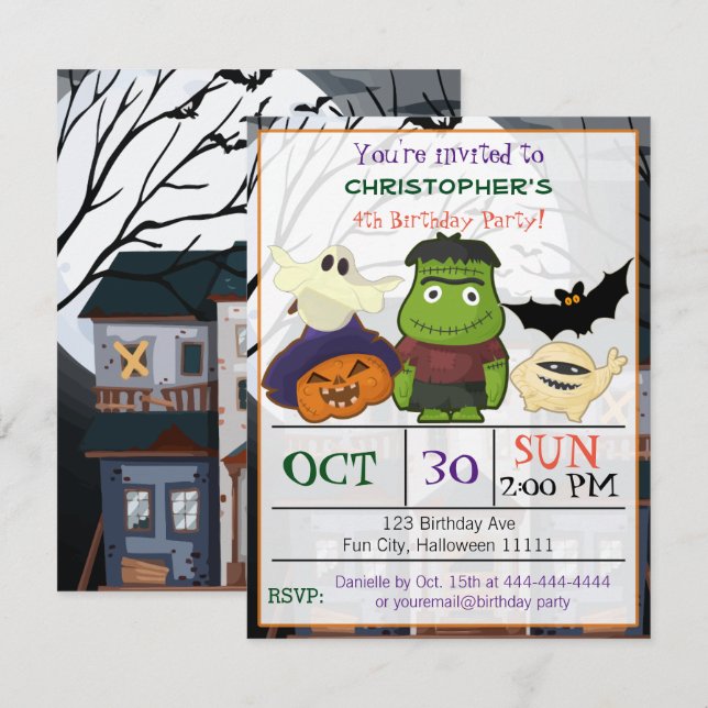 Halloween Birthday Party Invitation (Front/Back)