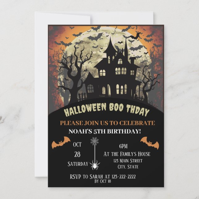 Halloween birthday party  invitation (Front)