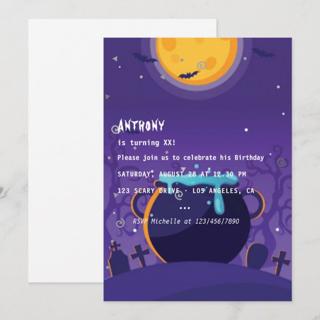 Halloween Birthday Party Invitation (Front/Back)