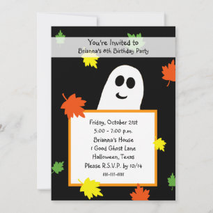 Halloween Birthday Party Invitation Autumn Ghost