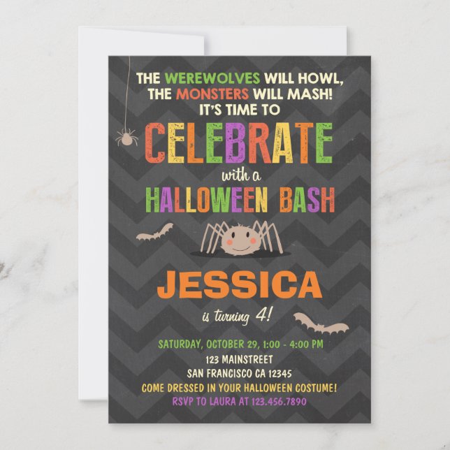 Halloween Birthday Party Invitation Costume party (Front)