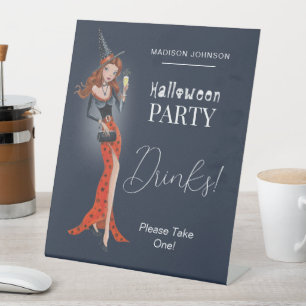 Halloween Birthday Party Invitation Pedestal Sign
