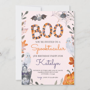 Halloween Birthday Party Invitation with Ghosts