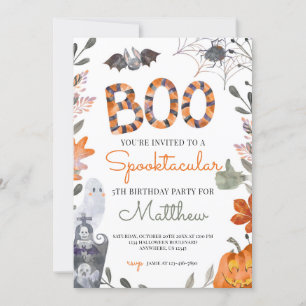 Halloween Birthday Party Invitation with Ghosts