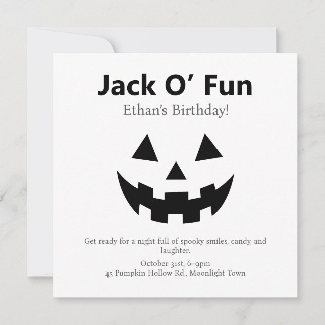 Halloween Birthday Party | Jack O’ Fun Pumpkin  Holiday Card (Front)