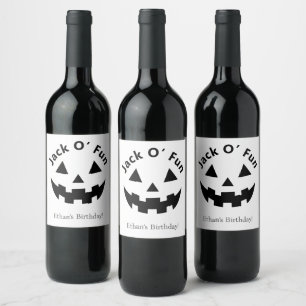 Halloween Birthday Party Jack O’ Fun Pumpkin Wine Label