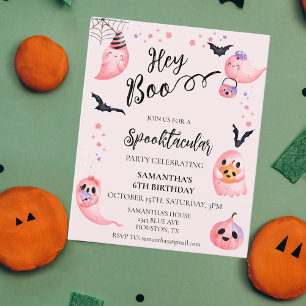 Halloween Birthday Party Kids Hey Boo Pink Ghosts