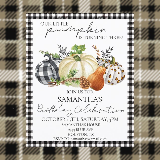 Halloween Birthday Party Kids Pumpkin Plaid (Creator Uploaded)