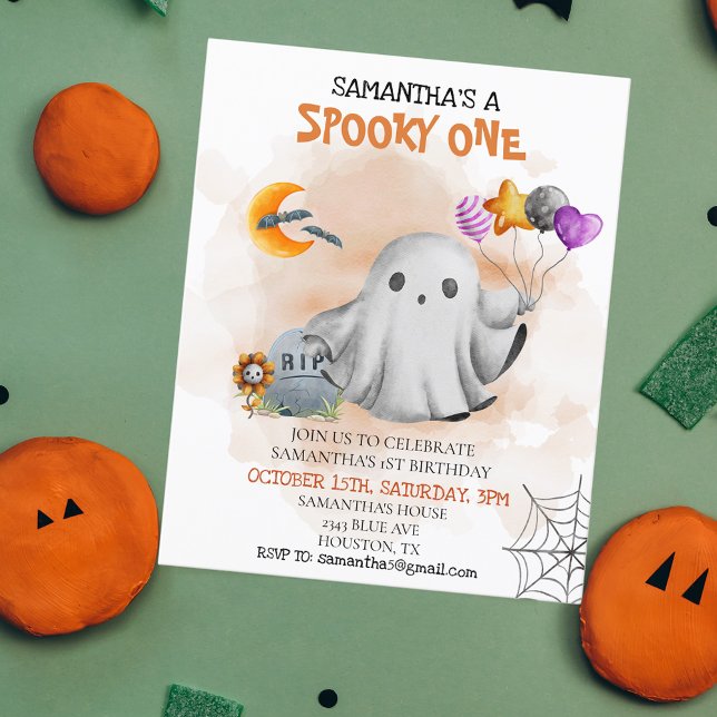 Halloween Birthday Party Kids Spooky One Ghost (Creator Uploaded)