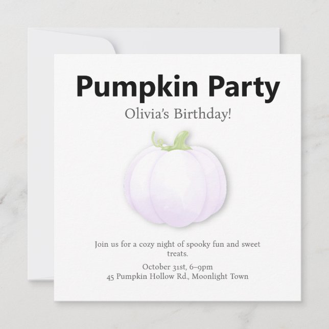 Halloween Birthday Party | Minimal Pumpkin Design Holiday Card (Front)