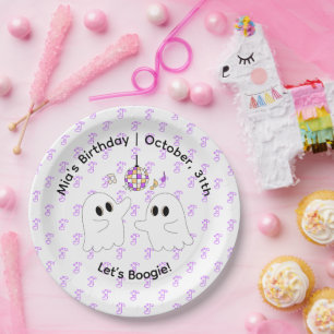 Halloween Birthday Party Minimal Pumpkin Design Paper Plate