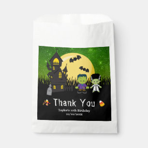 Halloween Birthday Party Monsters Green Favour Bags