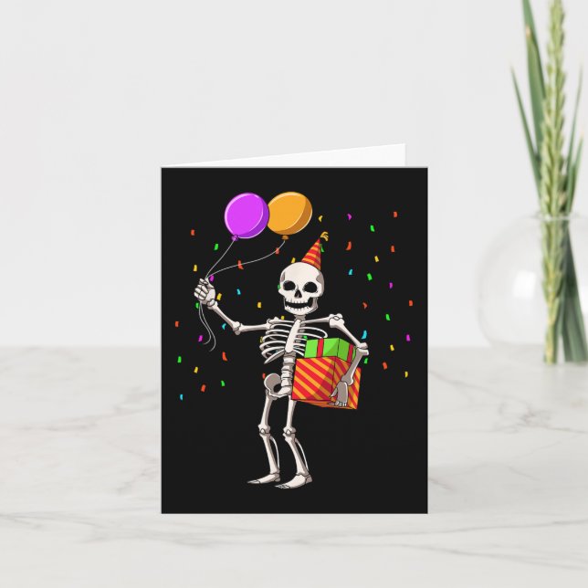 Halloween Birthday Party Outfit Skeleton Birthday  Card (Front)