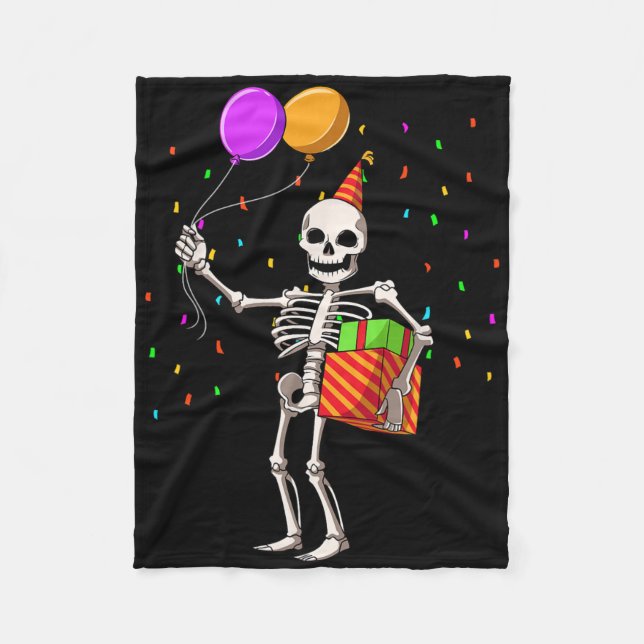 Halloween Birthday Party Outfit Skeleton Birthday  Fleece Blanket (Front)
