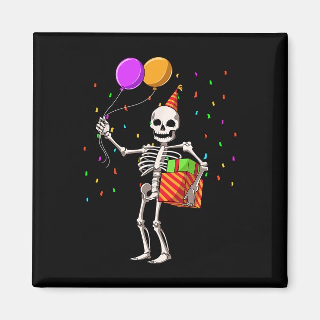 Halloween Birthday Party Outfit Skeleton Birthday  Magnet (Front)