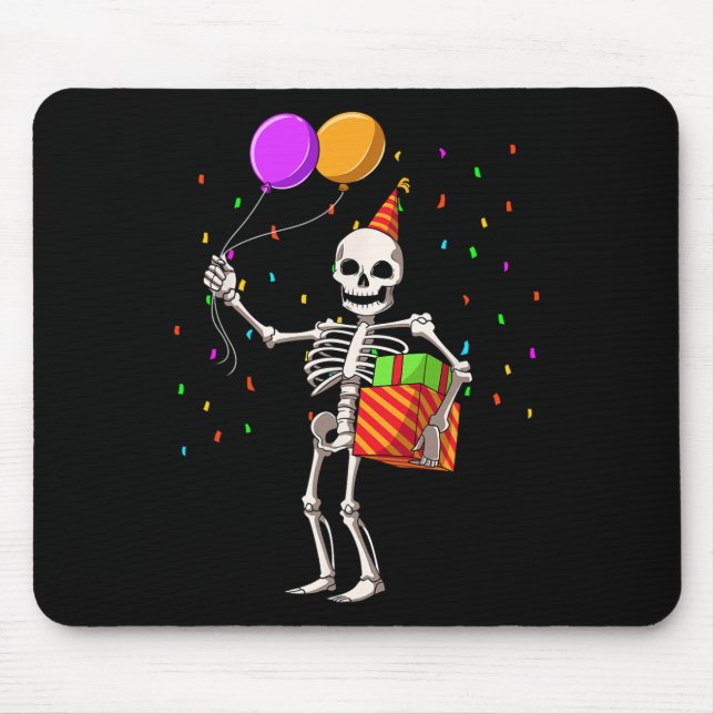 Halloween Birthday Party Outfit Skeleton Birthday  Mouse Mat (Front)