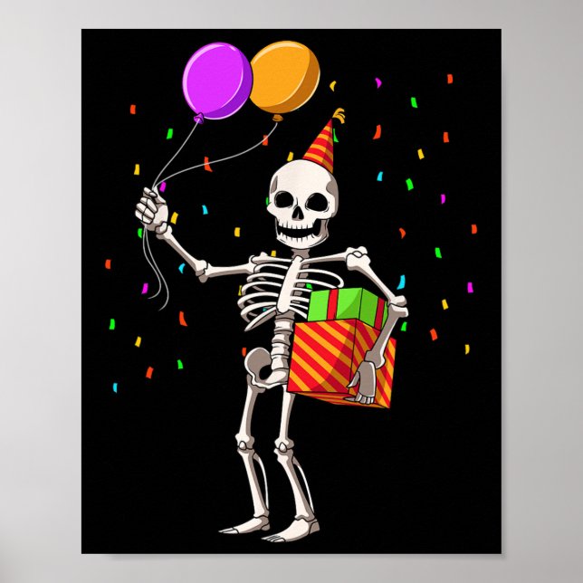 Halloween Birthday Party Outfit Skeleton Birthday  Poster (Front)