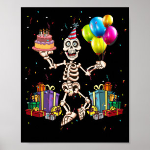 Halloween Birthday Party Outfit Skeleton Birthday Poster