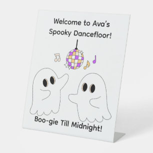Halloween Birthday Party Spooky Dancefloor Ghost Pedestal Sign