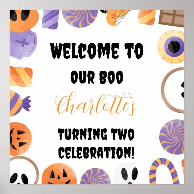 Halloween Birthday Party Welcome Poster (Front)